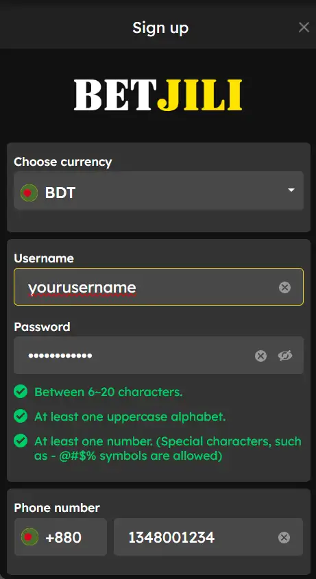 Betjili Registration Form Details