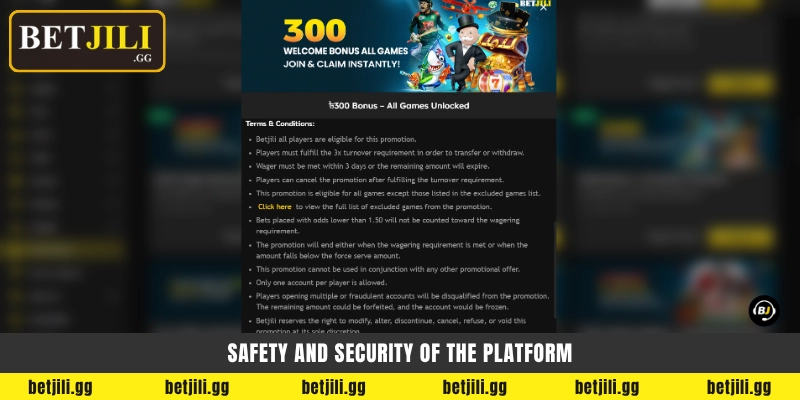 Betjili-তে ৳300 Bonus All Games Unlocked প্রমোশনের মাধ্যমে যেকোনো গেম খেলা শুরু করুন 4 Safety and security of the platform - Betjili প্ল্যাটফর্ম নিরাপত্তা